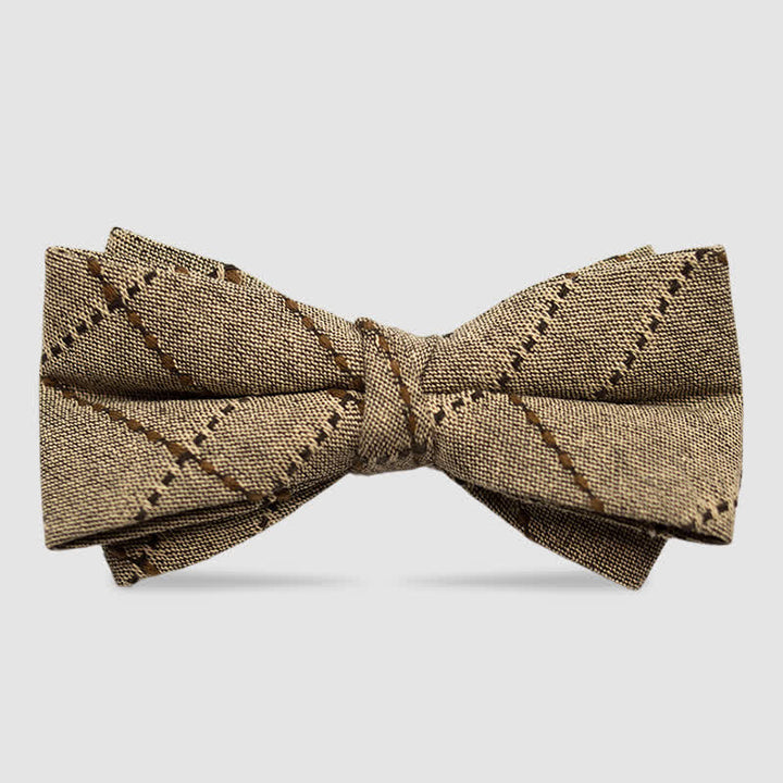 Herrenfliege aus Baumwolle im britischen Stil, kariert und gestreift, Kaffee