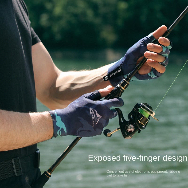 Halbfingerhandschuhe aus Eisseidengewebe zum Angeln im Freien mit UV-Schutz