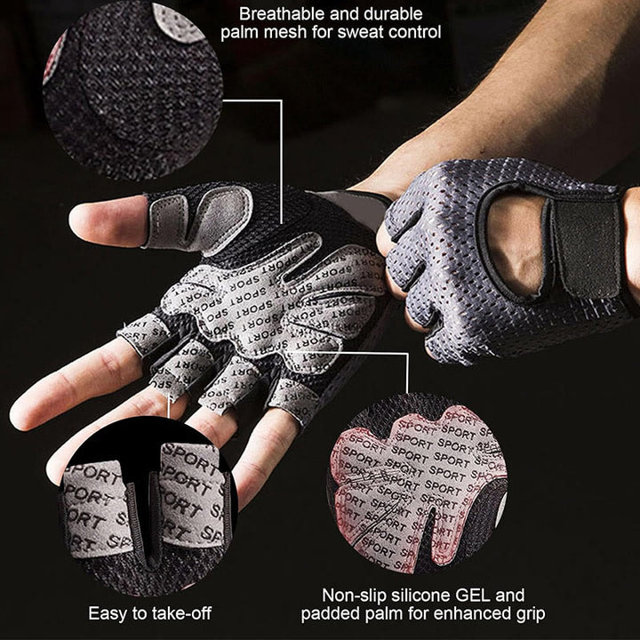 Atmungsaktive, leichte fingerlose Handschuhe zum Radfahren und Gewichtheben im Fitnessstudio