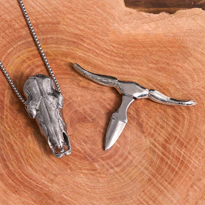 Longhorn Bull Head EDC Tool Multifunktions-Gürtelschnalle mit Anhänger