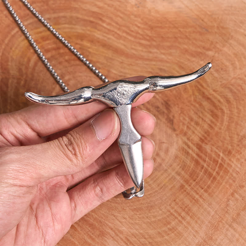 Longhorn Bull Head EDC Tool Multifunktions-Gürtelschnalle mit Anhänger