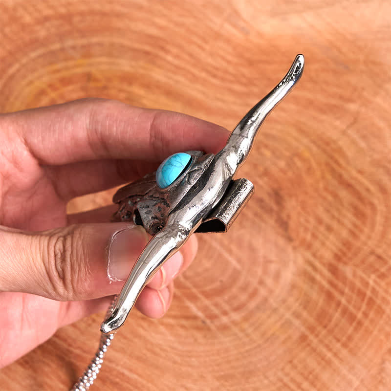 Longhorn Skull Türkis EDC Tool Multifunktions-Anhänger Gürtelschnalle