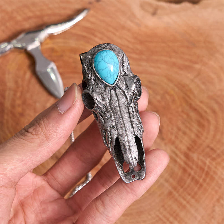 Longhorn Skull Türkis EDC Tool Multifunktions-Anhänger Gürtelschnalle