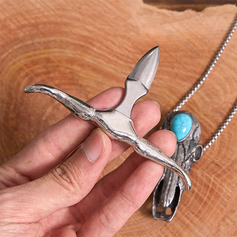 Longhorn Skull Türkis EDC Tool Multifunktions-Anhänger Gürtelschnalle