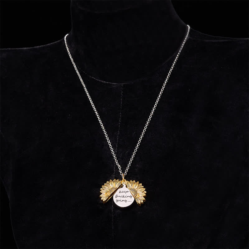 Gold & Silber DIY Sonnenblumen Thema verstecktes Messer Gürtelschnalle Halskette Bundle Set