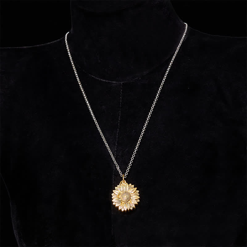 Gold & Silber DIY Sonnenblumen Thema verstecktes Messer Gürtelschnalle Halskette Bundle Set