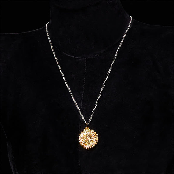 Gold & Silber DIY Sonnenblumen Thema verstecktes Messer Gürtelschnalle Halskette Bundle Set