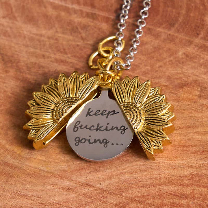 Gold & Silber DIY Sonnenblumen Thema verstecktes Messer Gürtelschnalle Halskette Bundle Set