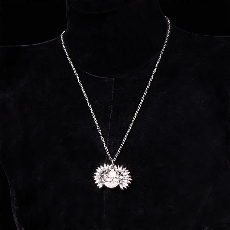 Silber DIY Rose verstecktes Messer Gürtelschnalle Sonnenblumen Halskette Bundle Set