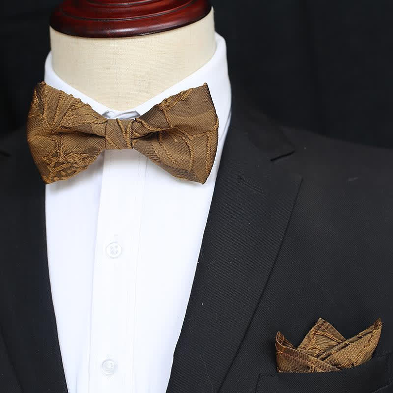 Dunkelkaffeefarbene Jacquard-Fliege mit Blumenmuster für Herren