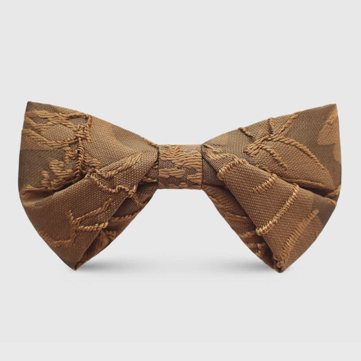 Dunkelkaffeefarbene Jacquard-Fliege mit Blumenmuster für Herren