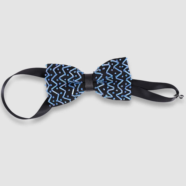 Exquisite schwarze Fliege mit Wellenperlenstickerei