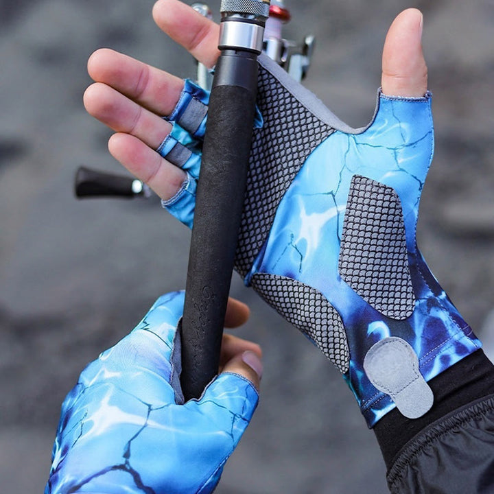 Rutschfeste, atmungsaktive, hochelastische Halbfinger-Eisseidenhandschuhe für den Außenbereich