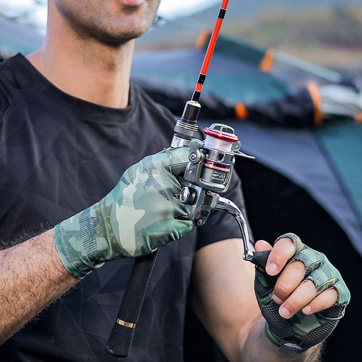 Rutschfeste, atmungsaktive, hochelastische Halbfinger-Eisseidenhandschuhe für den Außenbereich