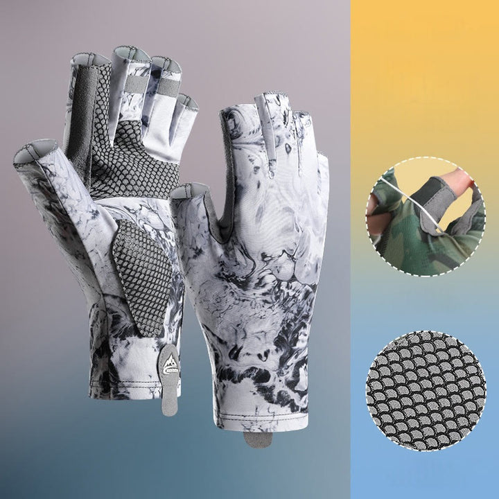 Rutschfeste, atmungsaktive, hochelastische Halbfinger-Eisseidenhandschuhe für den Außenbereich