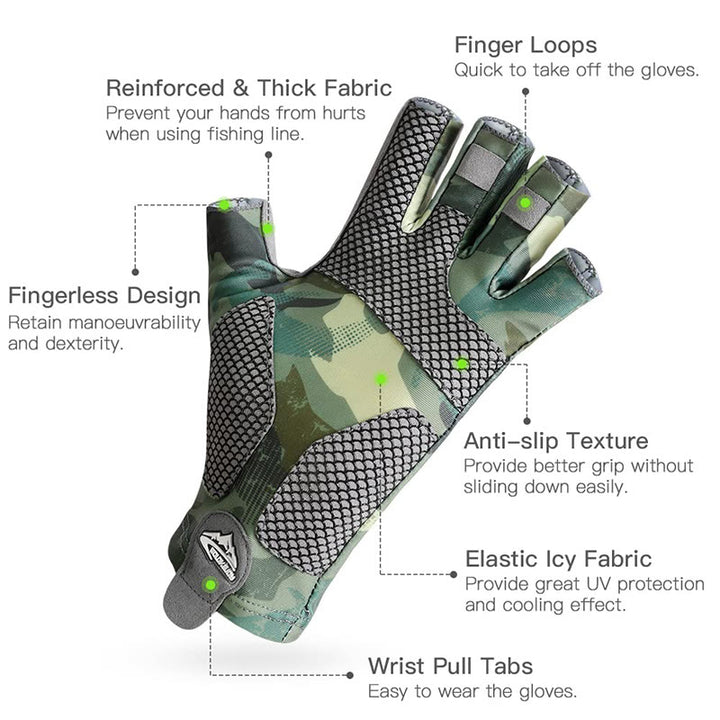 Rutschfeste, atmungsaktive, hochelastische Halbfinger-Eisseidenhandschuhe für den Außenbereich