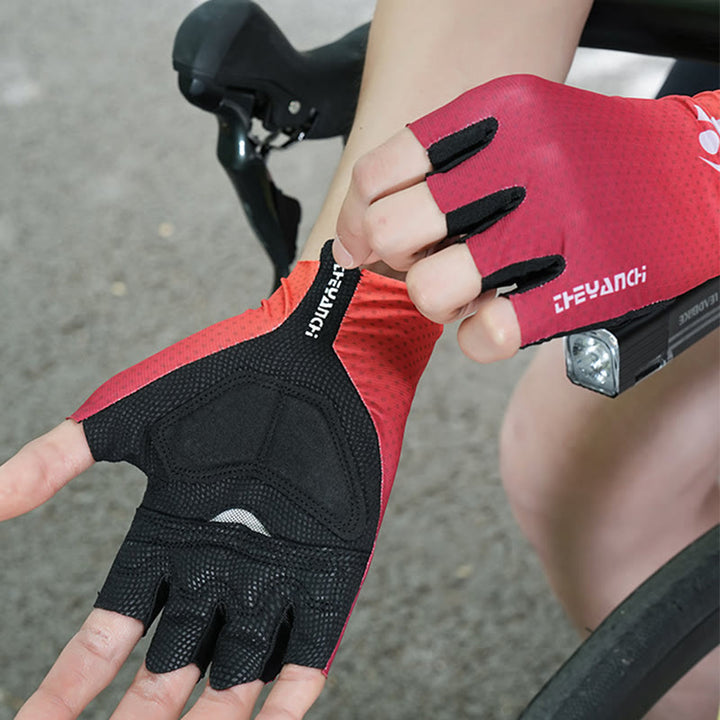 Sport-Radsport-Halbfinger-Anti-Rutsch-Eisseidenhandschuhe