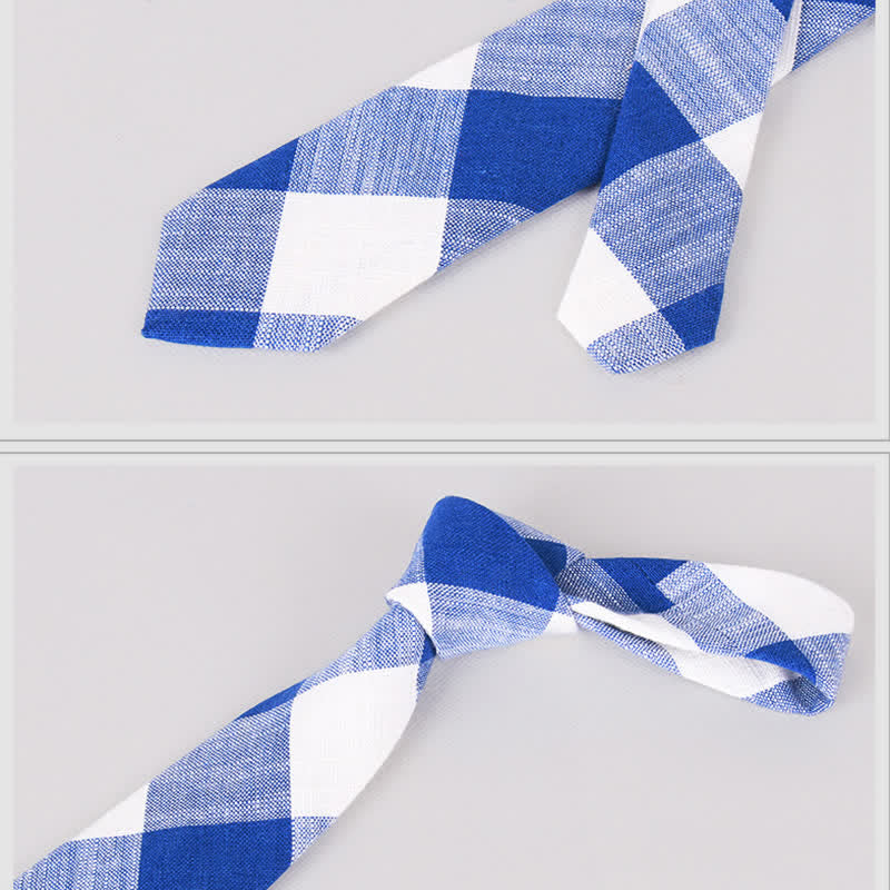 Schlichte, klassische Herrenkrawatte aus Baumwolle und Leinen mit Karomuster