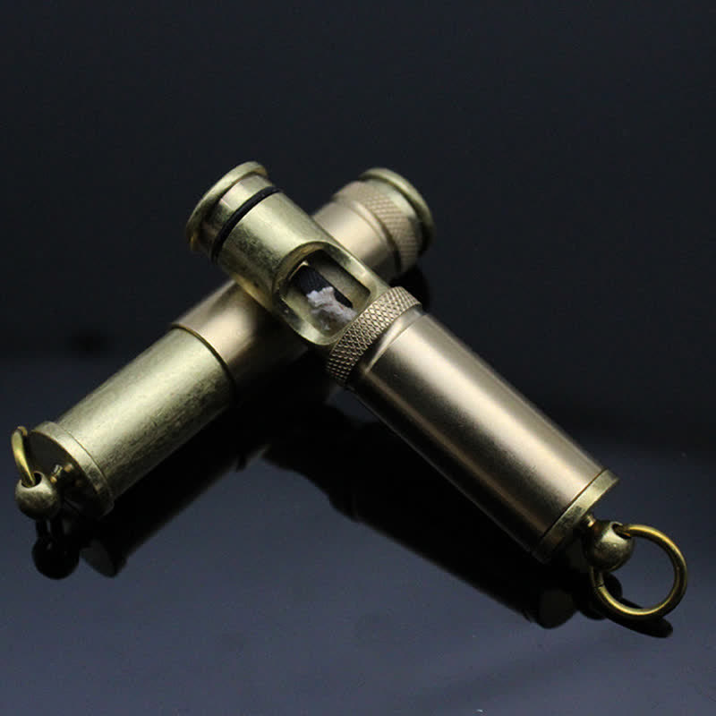Retro Bronze Schlüsselanhänger Ring Tragbares nachfüllbares Kerosinfeuerzeug