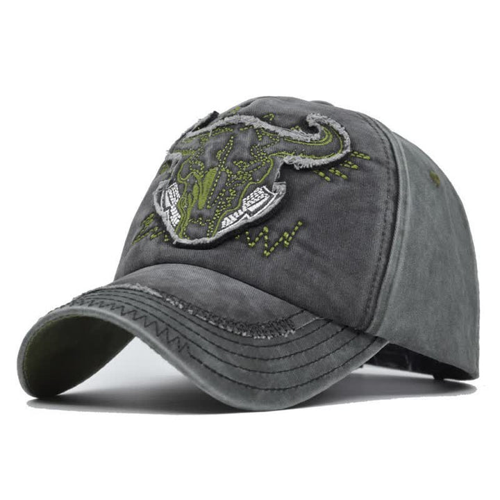 Vintage Street Style bestickte Bull Washed Baseballkappe