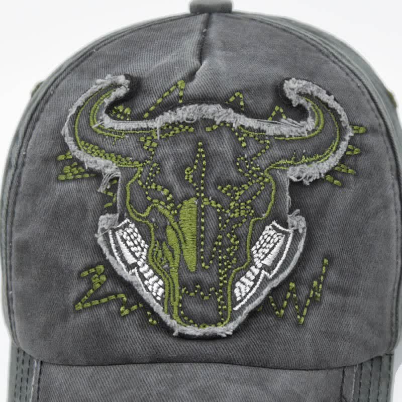 Vintage Street Style bestickte Bull Washed Baseballkappe