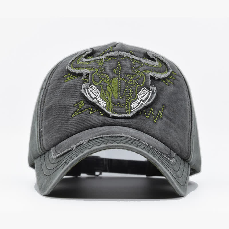 Vintage Street Style bestickte Bull Washed Baseballkappe