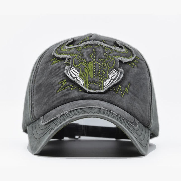 Vintage Street Style bestickte Bull Washed Baseballkappe