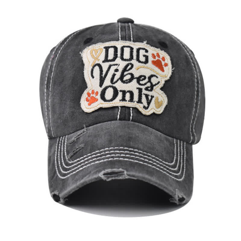 Dog Vibes Only – Bestickte, gewaschene Baseballkappe