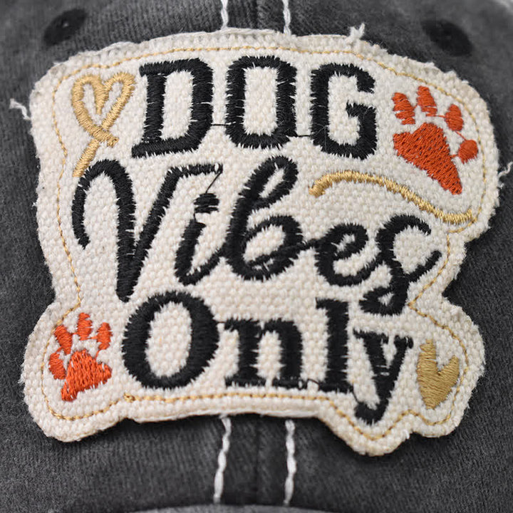 Dog Vibes Only – Bestickte, gewaschene Baseballkappe