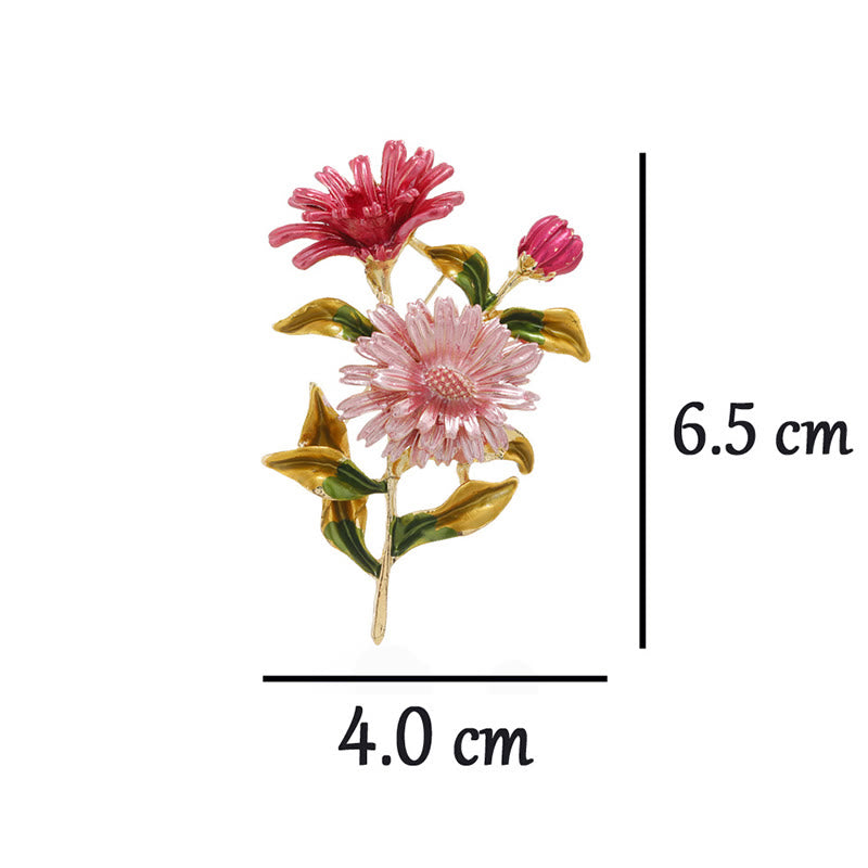 Emaille-Brosche mit Gänseblümchen-Blumenstrauß für Damen