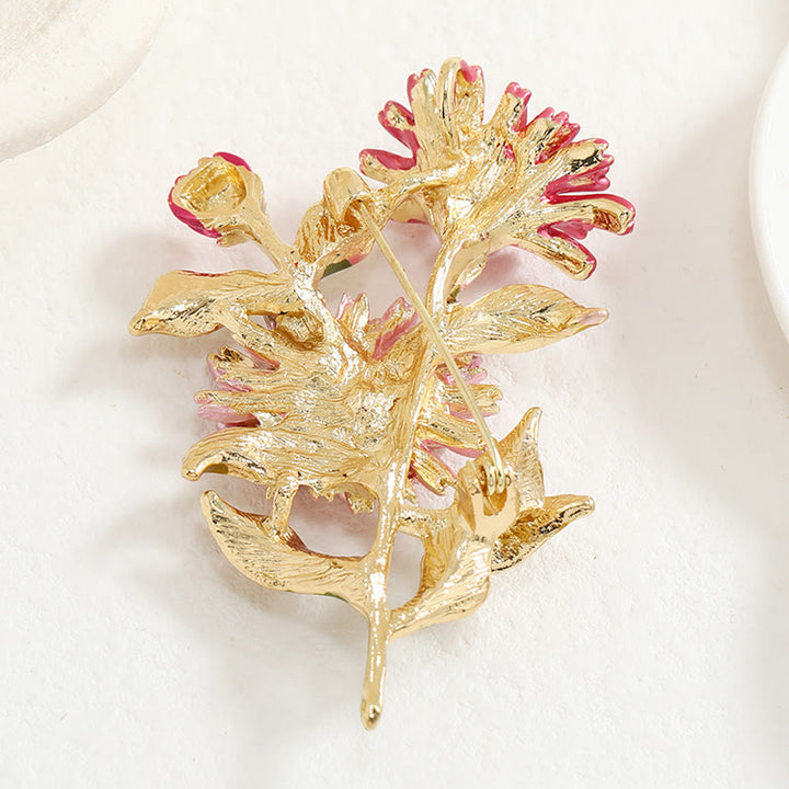 Emaille-Brosche mit Gänseblümchen-Blumenstrauß für Damen