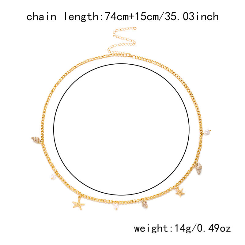 Damen Bohemian Sommer Seestern Muschel Muschel Kunstperlen Taillenkette