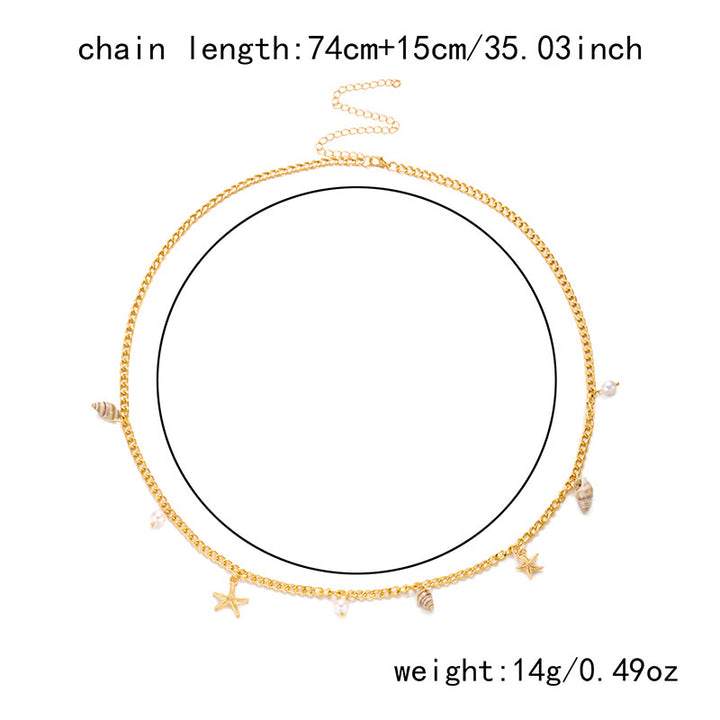 Damen Bohemian Sommer Seestern Muschel Muschel Kunstperlen Taillenkette