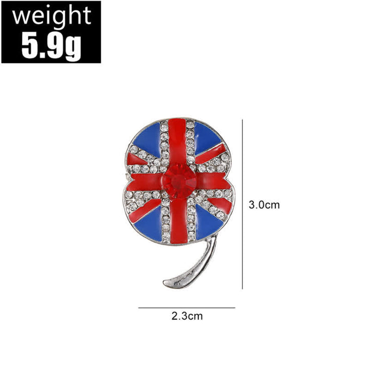 Emaille-Brosche mit britischer Flagge in Mohnblumenform