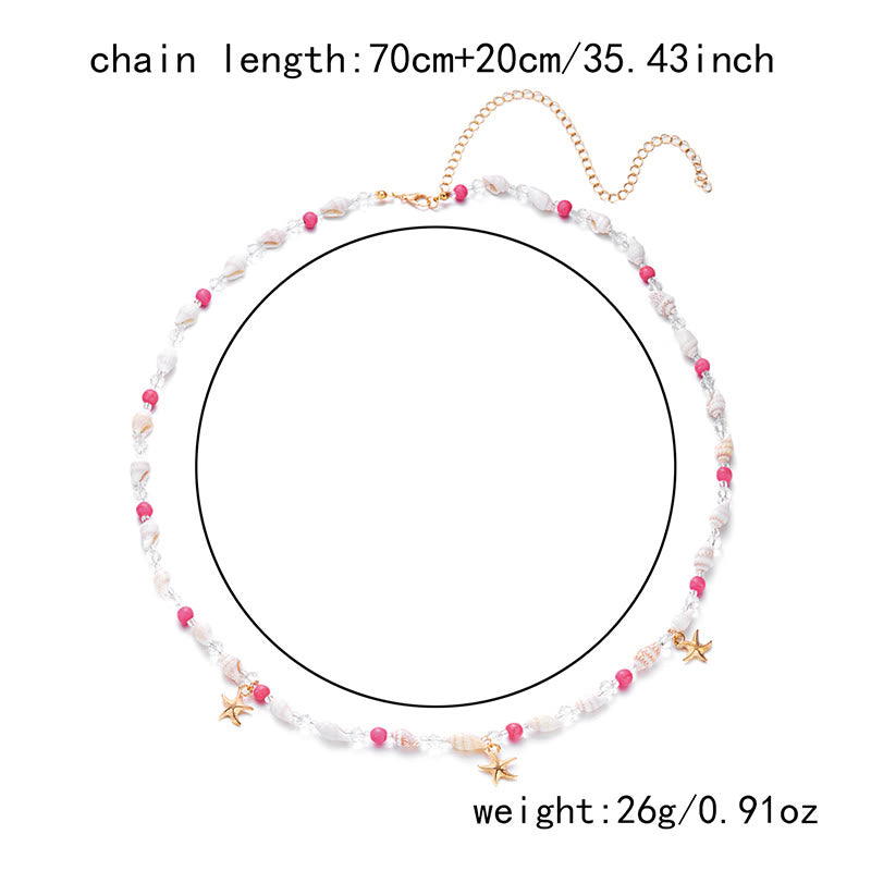 Damen Bohemian Beach Seestern Muschel Taillenkette