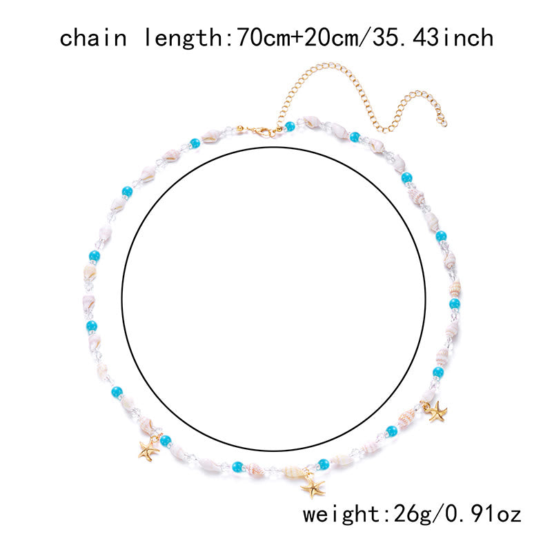Damen Bohemian Beach Seestern Muschel Taillenkette