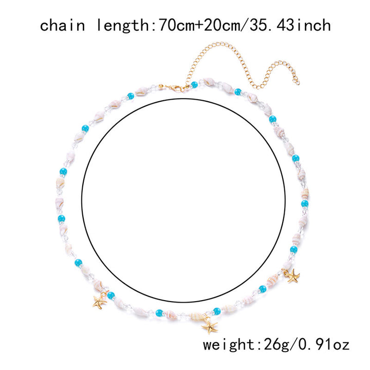 Damen Bohemian Beach Seestern Muschel Taillenkette