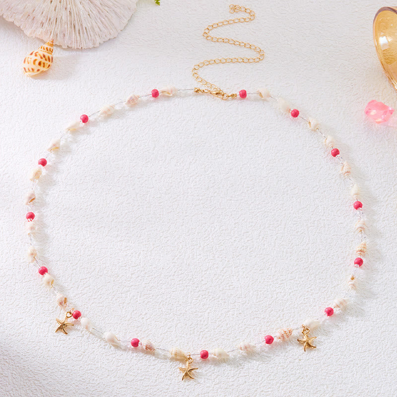 Damen Bohemian Beach Seestern Muschel Taillenkette