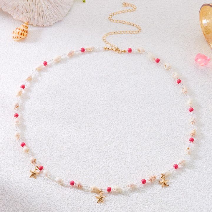 Damen Bohemian Beach Seestern Muschel Taillenkette