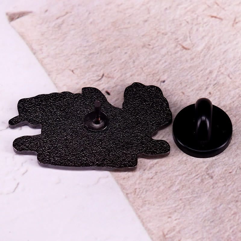 Katze hat deine Zunge, kleine Maus, Rosenskelett, Emaille-Brosche