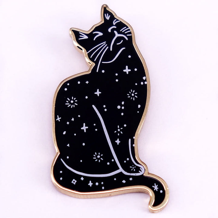 Mystische Sternenhimmel Katze Emaille Pin Brosche