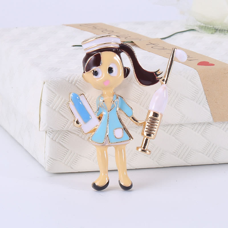 Cartoon Krankenschwester Medizinische Krankenschwester Geschenk Emaille Brosche