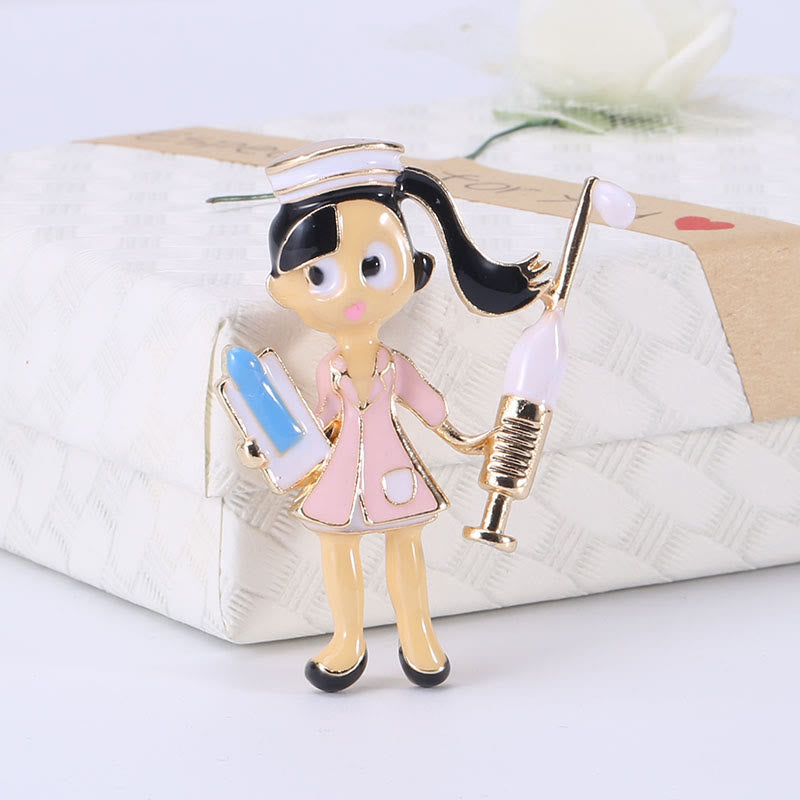 Cartoon Krankenschwester Medizinische Krankenschwester Geschenk Emaille Brosche