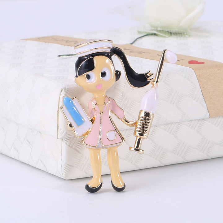 Cartoon Krankenschwester Medizinische Krankenschwester Geschenk Emaille Brosche
