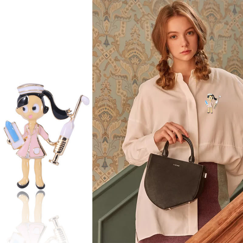 Cartoon Krankenschwester Medizinische Krankenschwester Geschenk Emaille Brosche