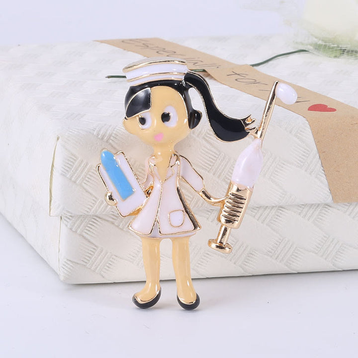 Cartoon Krankenschwester Medizinische Krankenschwester Geschenk Emaille Brosche