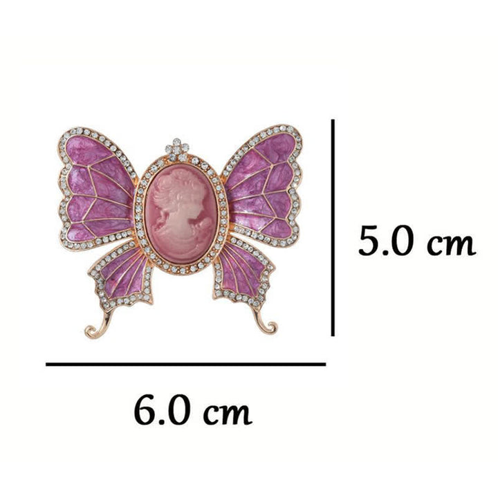 Damen-Brosche im antiken viktorianischen Stil mit Schmetterlings-Kamee