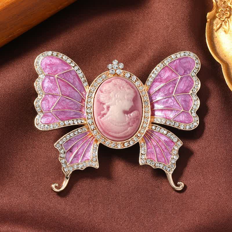 Damen-Brosche im antiken viktorianischen Stil mit Schmetterlings-Kamee