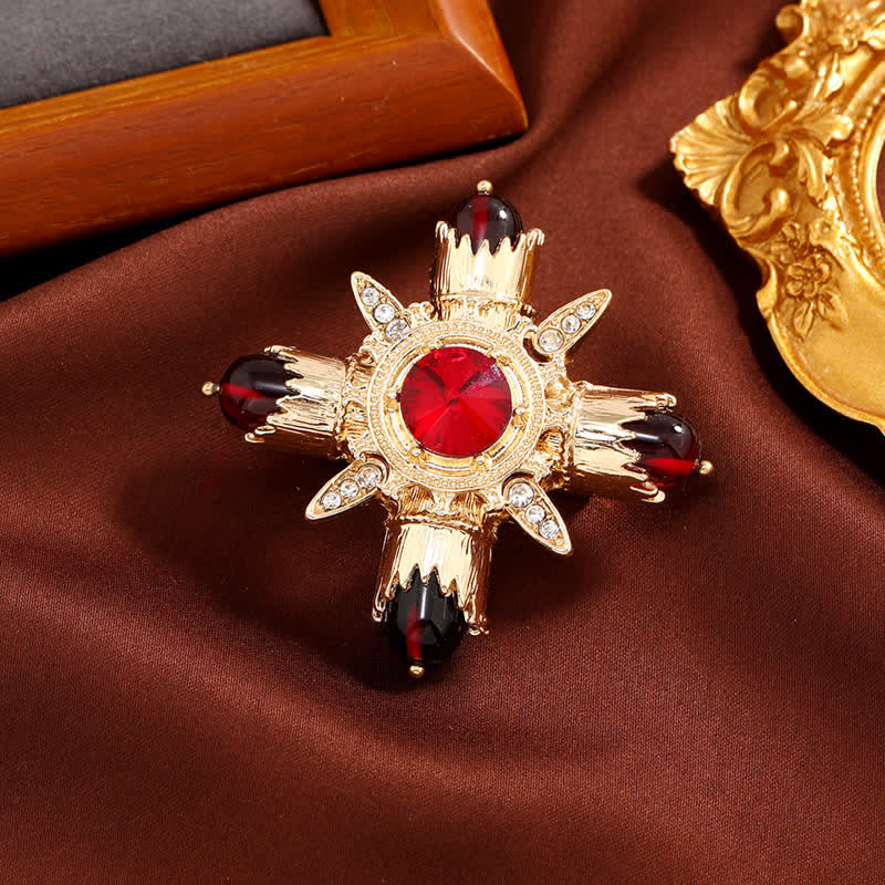 Damen-Brosche im Barockstil mit geometrischem, quadratischem Strass