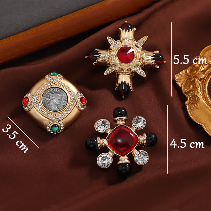 Damen-Brosche im Barockstil mit geometrischem, quadratischem Strass